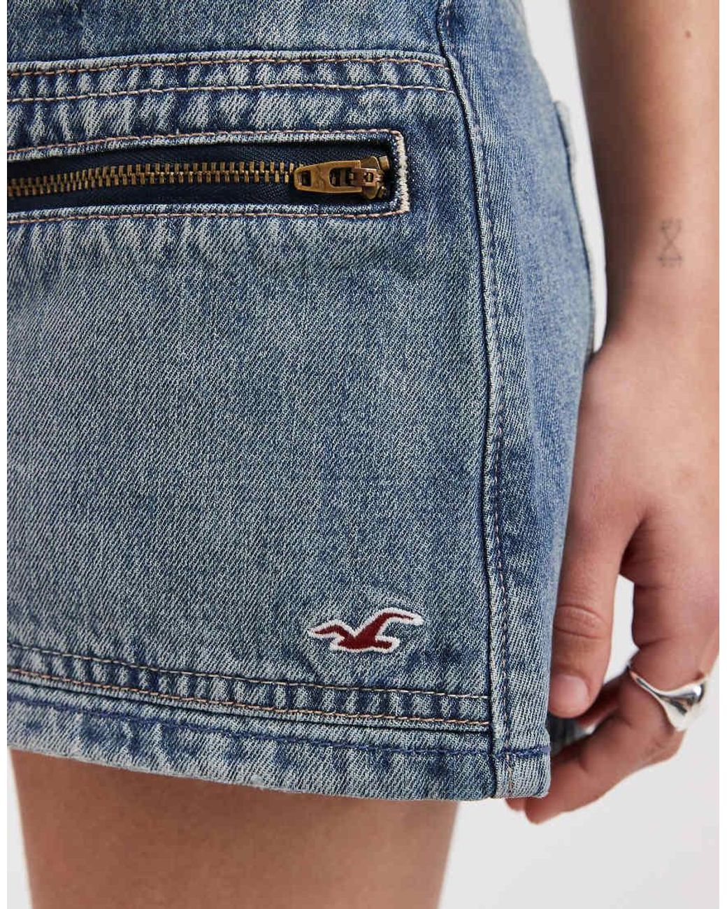 Hollister Blue Micro Mini Denim Skort