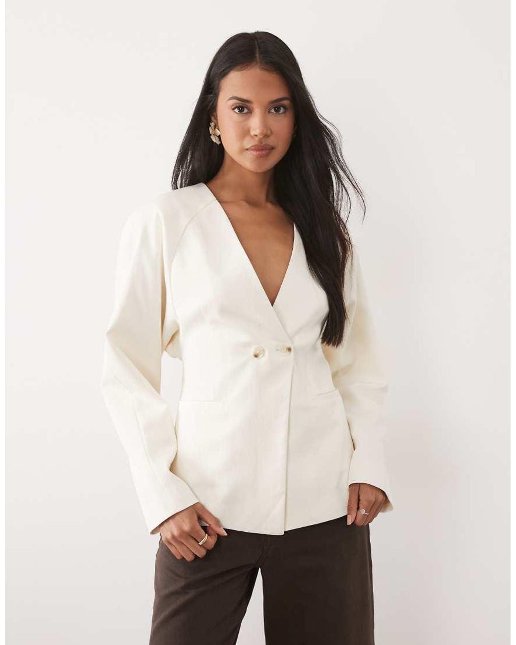 ASOS Natural Tailored Batwing Double Breasted Blazer