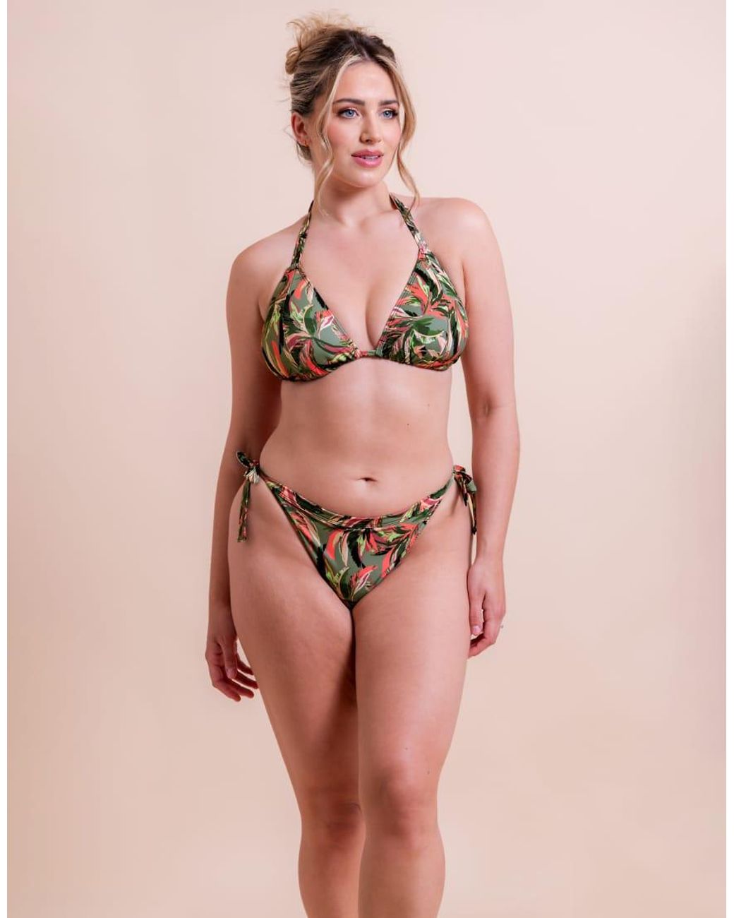 Curvy Kate Pink Sunset Palm String Bikini Top