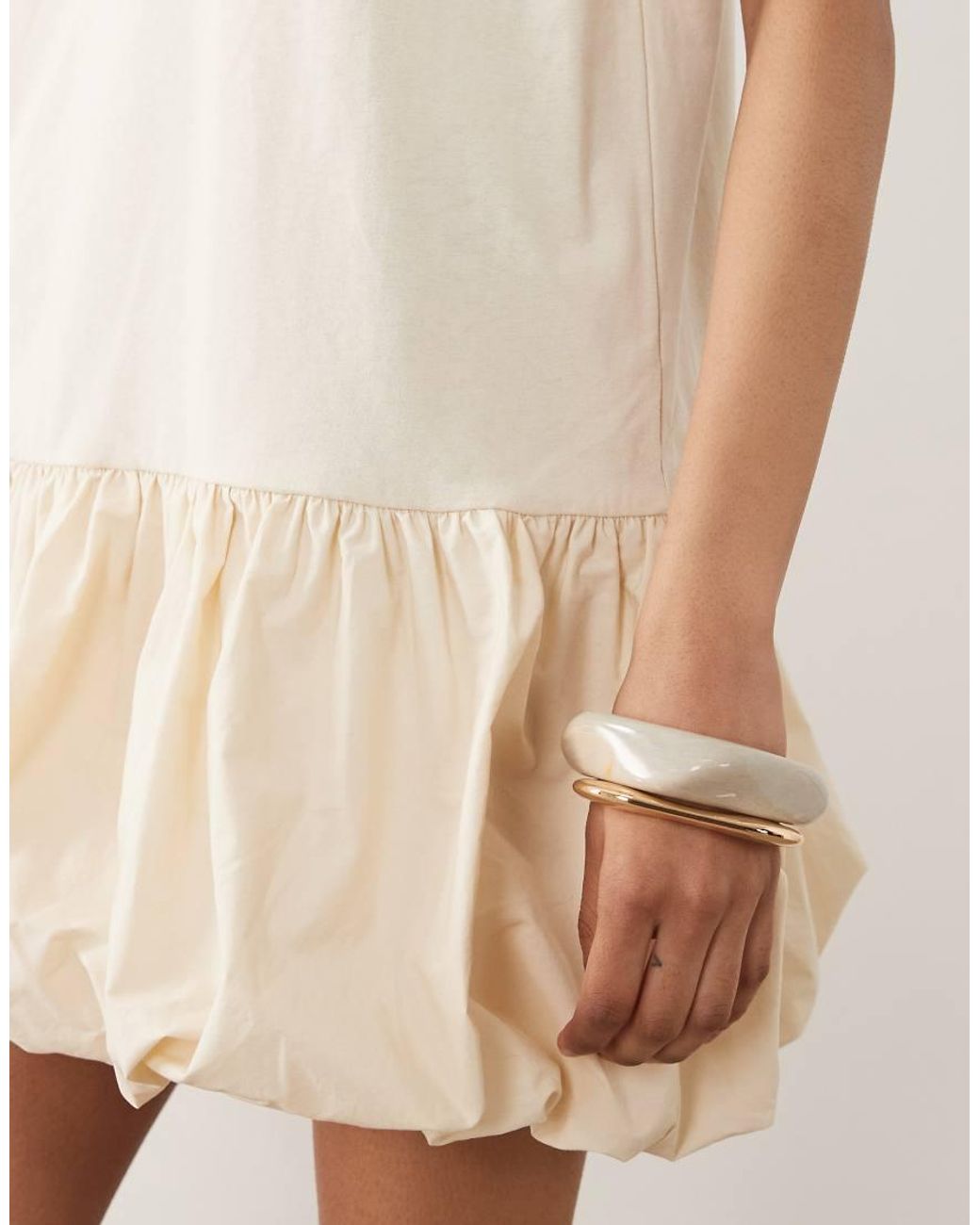 Miss Selfridge Natural Drop Waist Bubble Hem Mini Dress