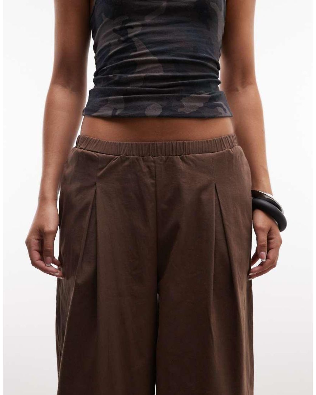 Reclaimed Vintage Brown Poplin Bloomer 3/4 Trousers