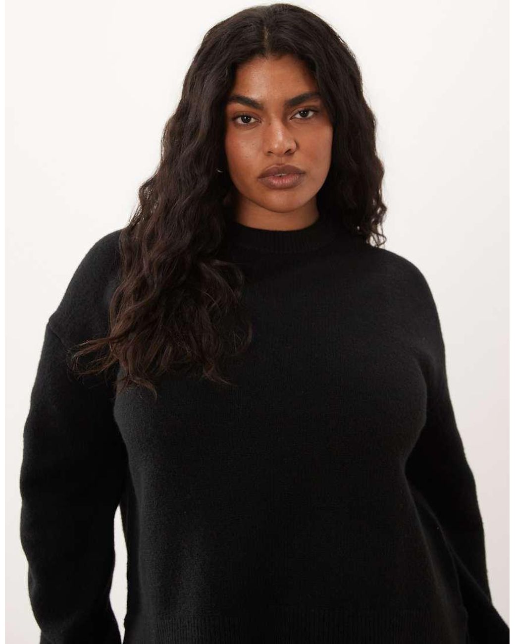 ASOS Black Asos Design Curve Relaxed Jumper With Side Split Detail