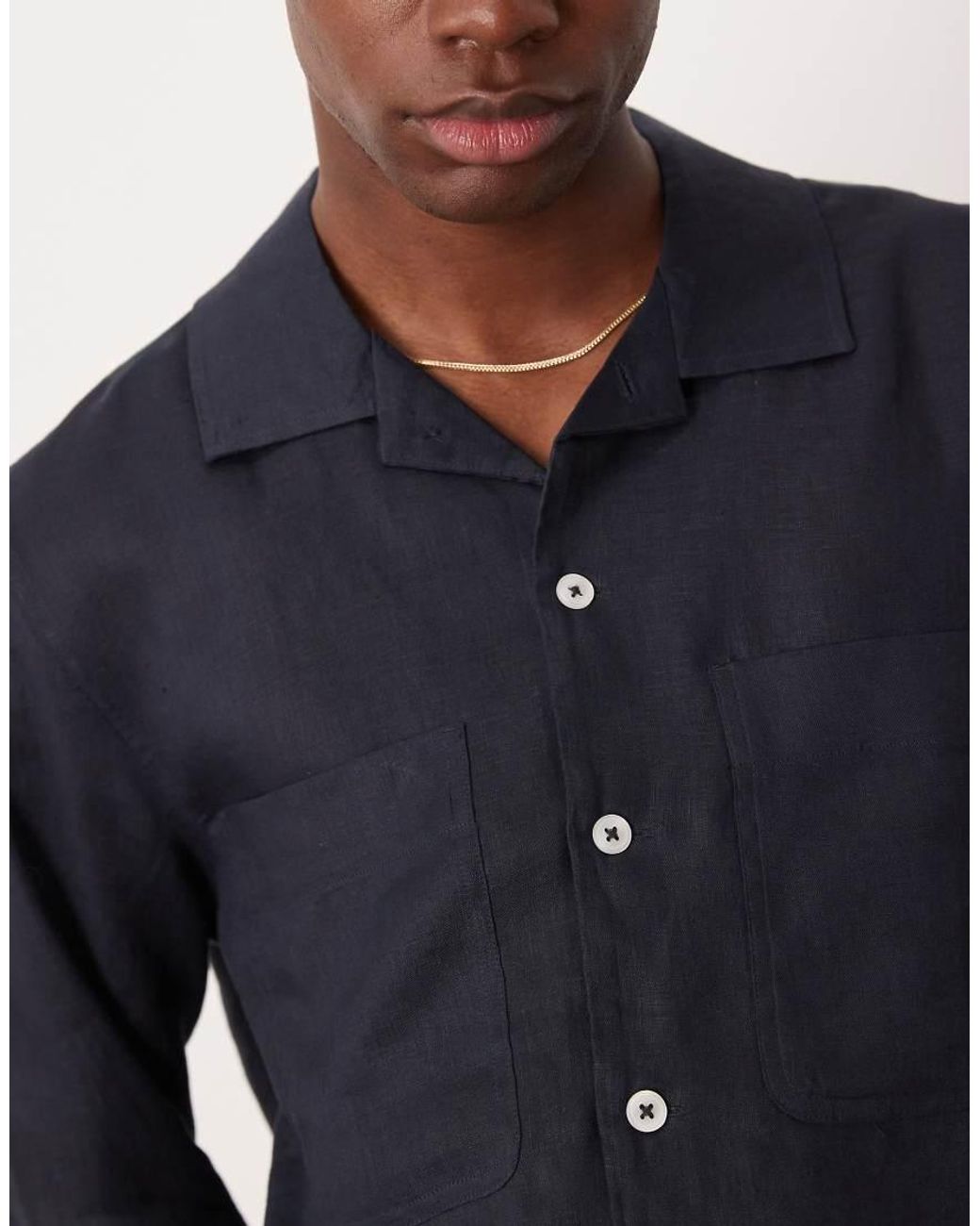 Mango Blue Linen Overshirt for men