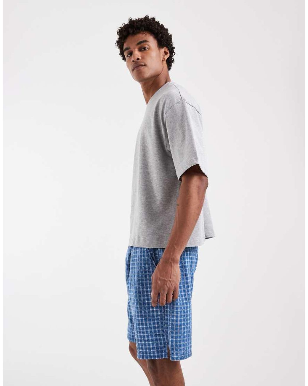 Levi's Blue Co-Od Micro Checked Boxer Shorts for men