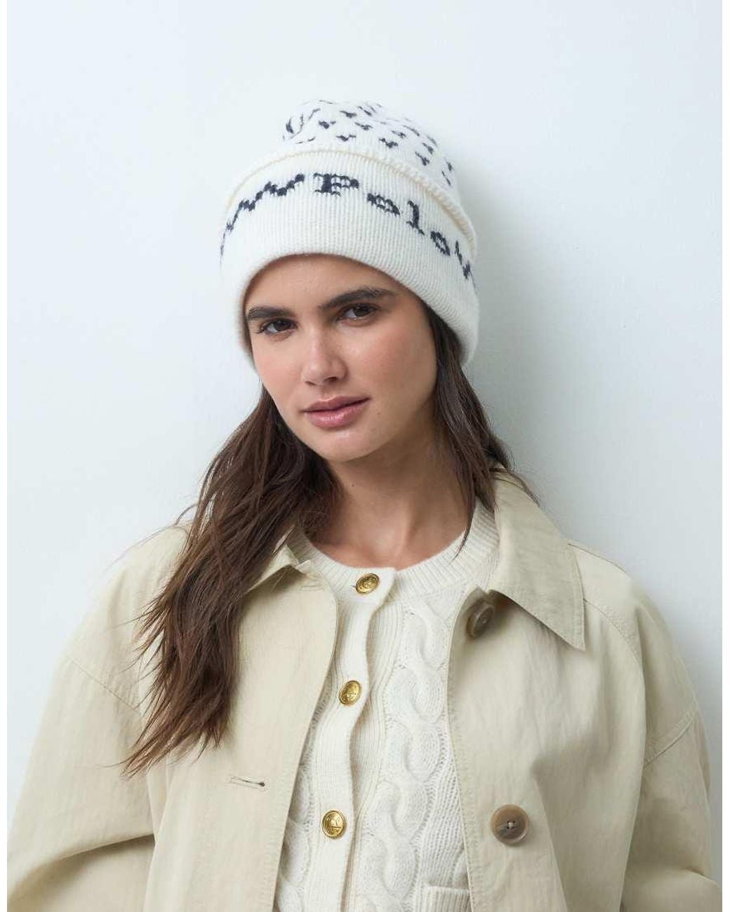 Polo Ralph Lauren White Holiday Print Beanie