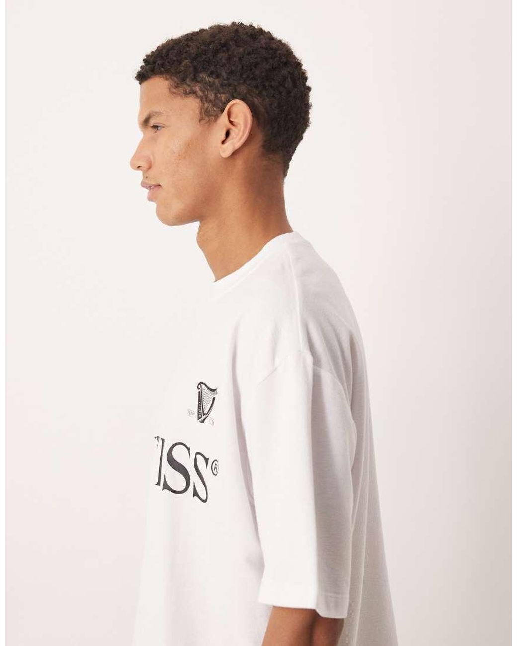 ASOS White Unisex Oversized T-shirt With Guinness Prints