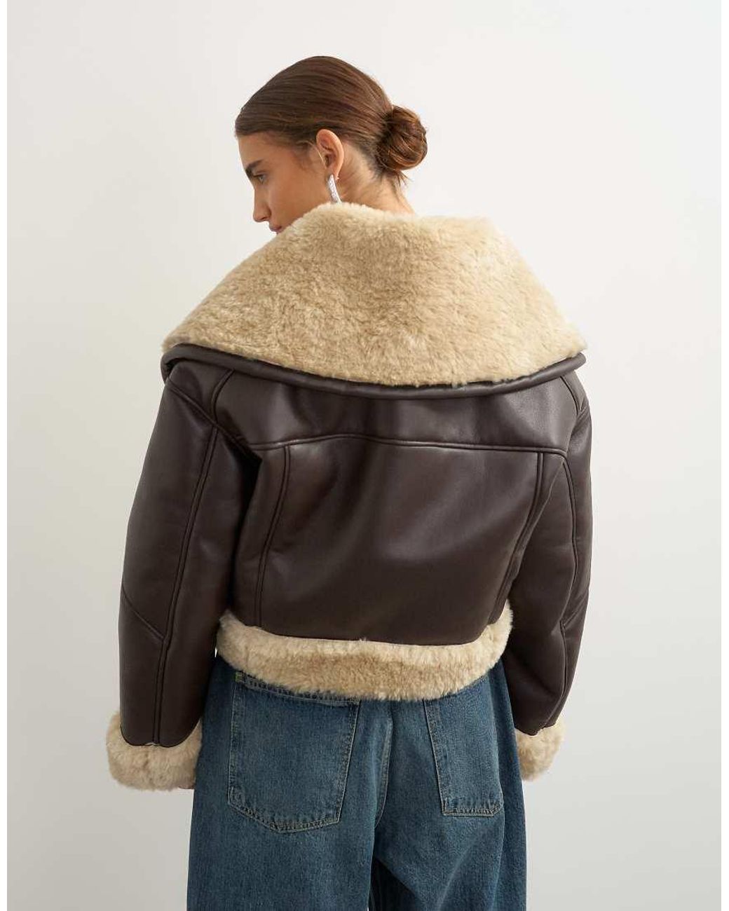 TOPSHOP Blue Shearling Oversized Collar