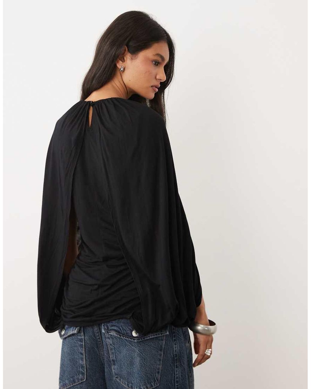 ASOS Black Cape Sleeve Top