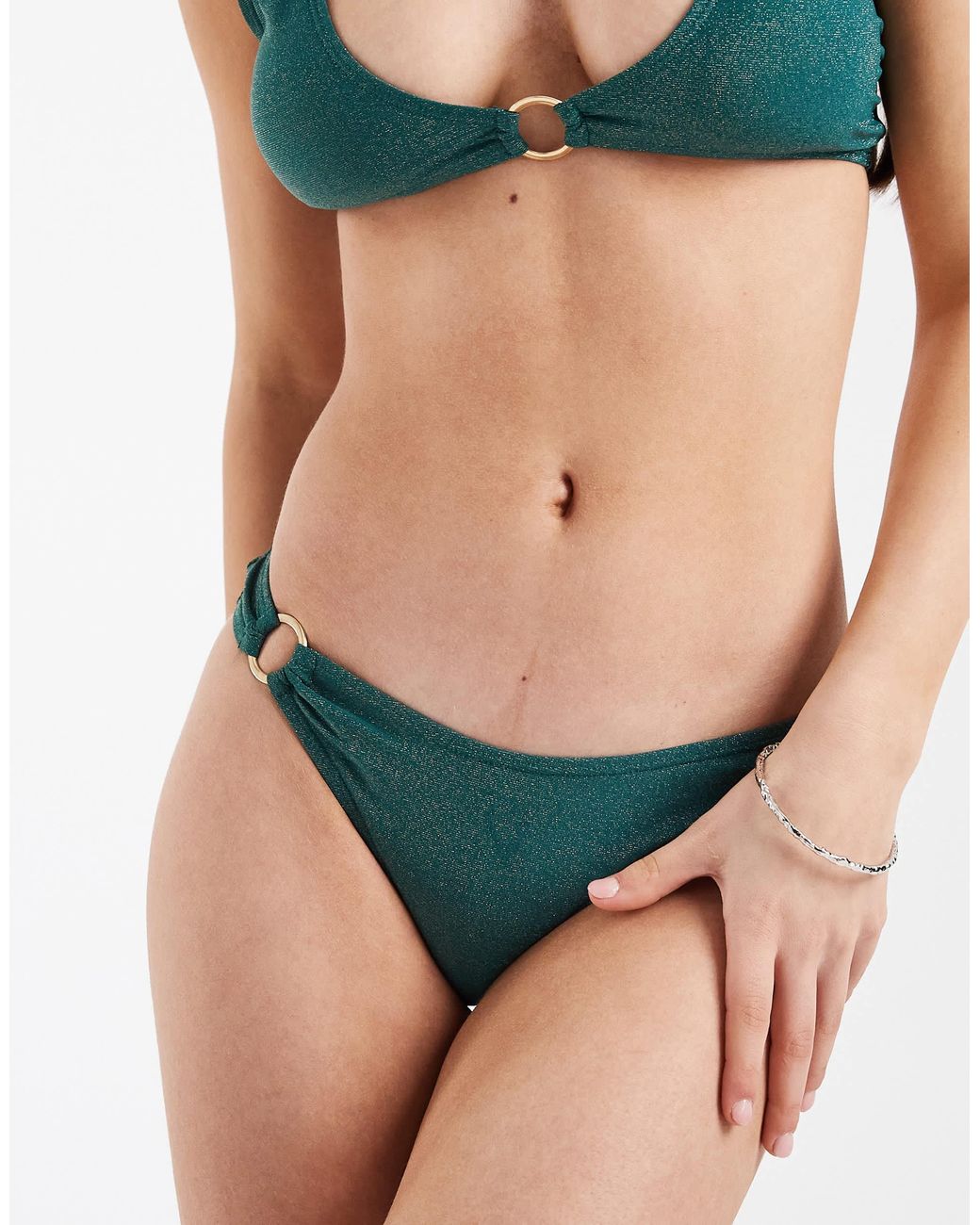 Pieces Green Ring Side Bikini Bottom Co-ord