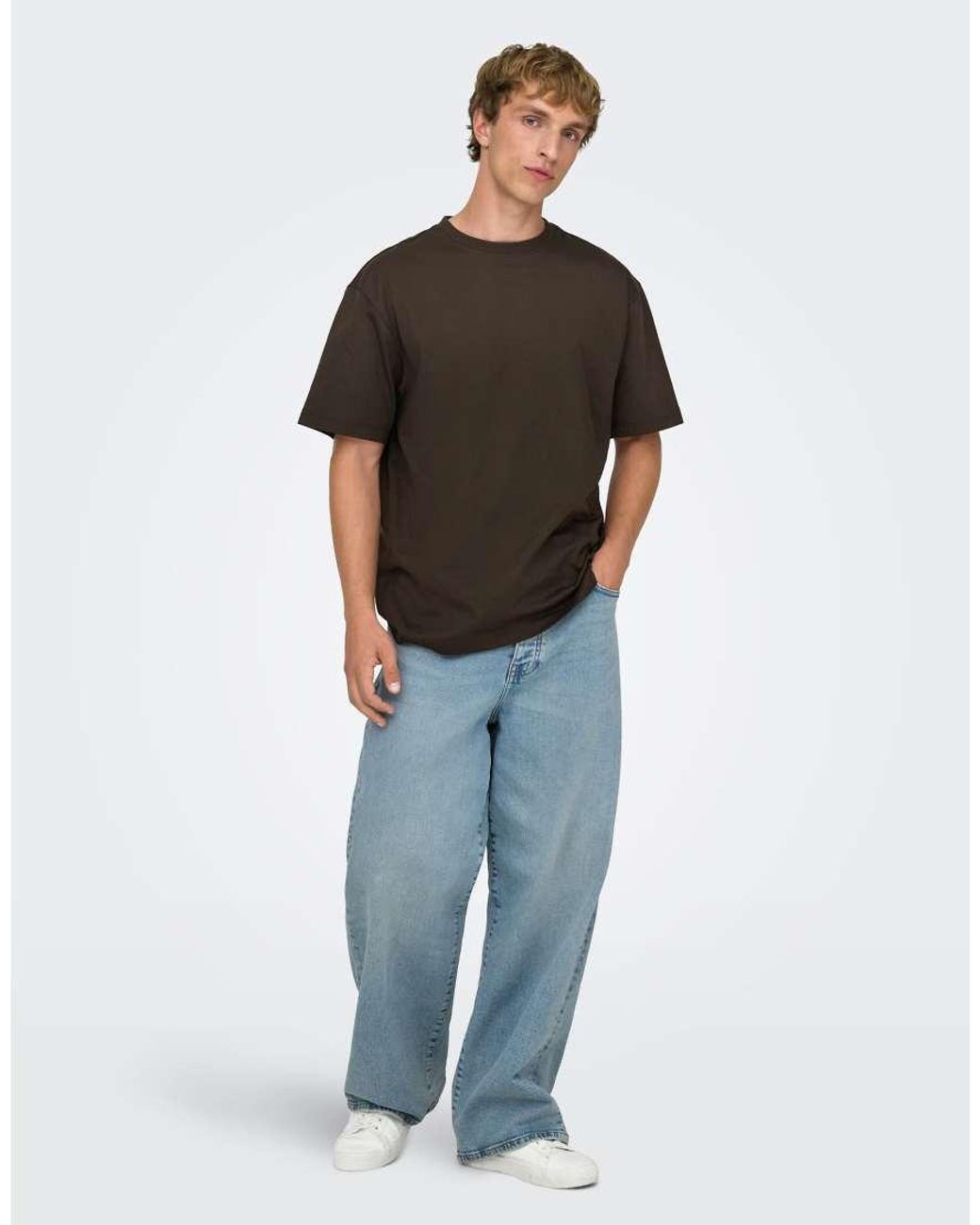 Only & Sons Blue Wide-Fit Jeans for men