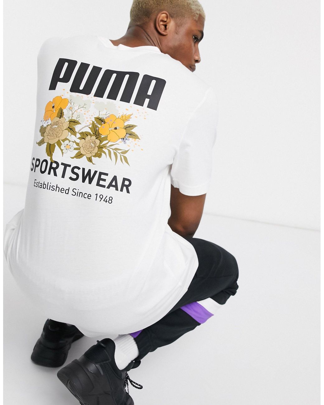PUMA – T-Shirt mit geblümtem Rücken-Print in Weiß für Herren | Lyst DE