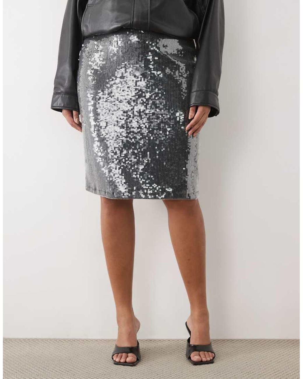 ASOS Black Asos Design Curve Co-ord Sequin Pencil Midi Skirt