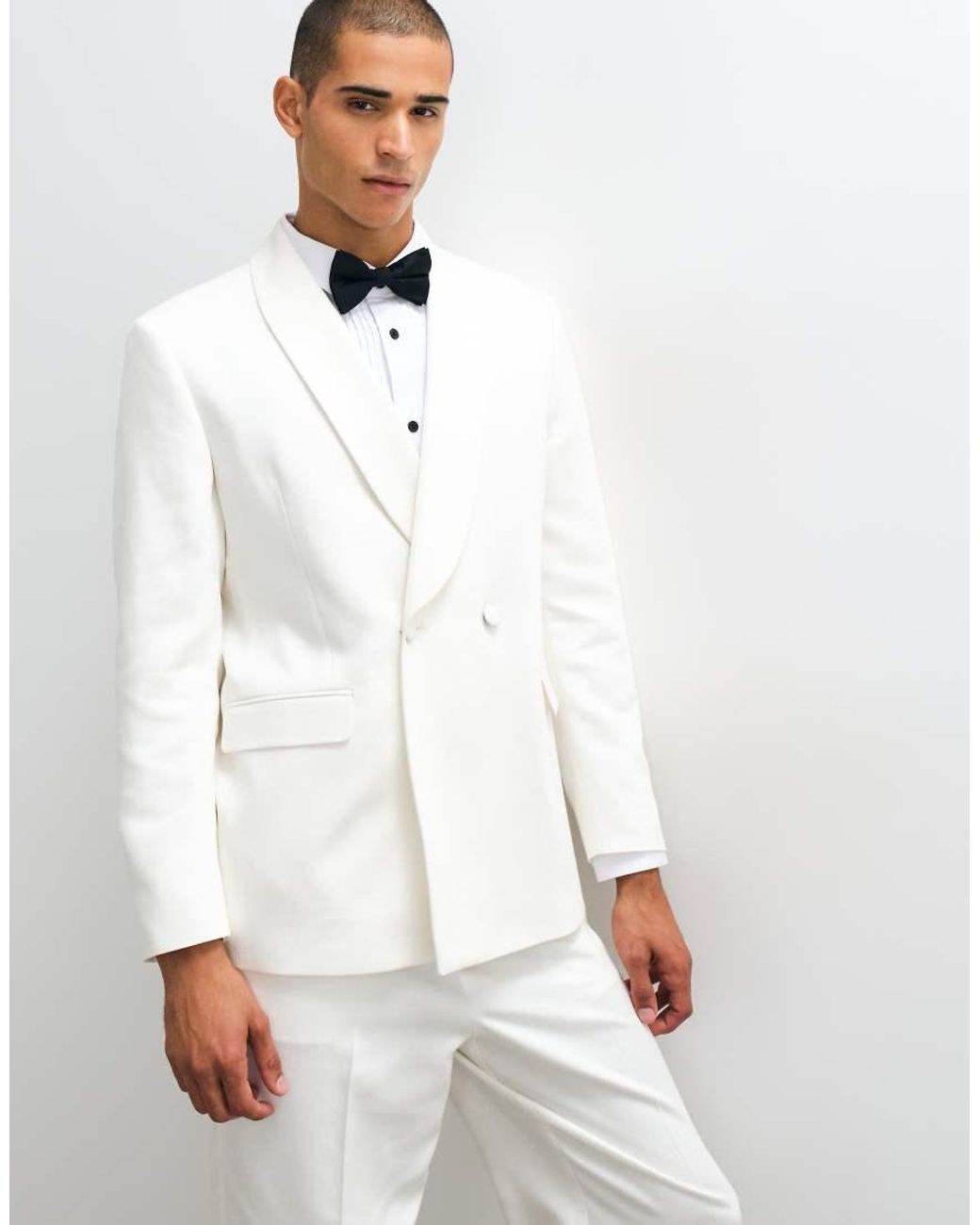 ASOS White Regular Double Breasted Tuxedo Suit Jacket for men