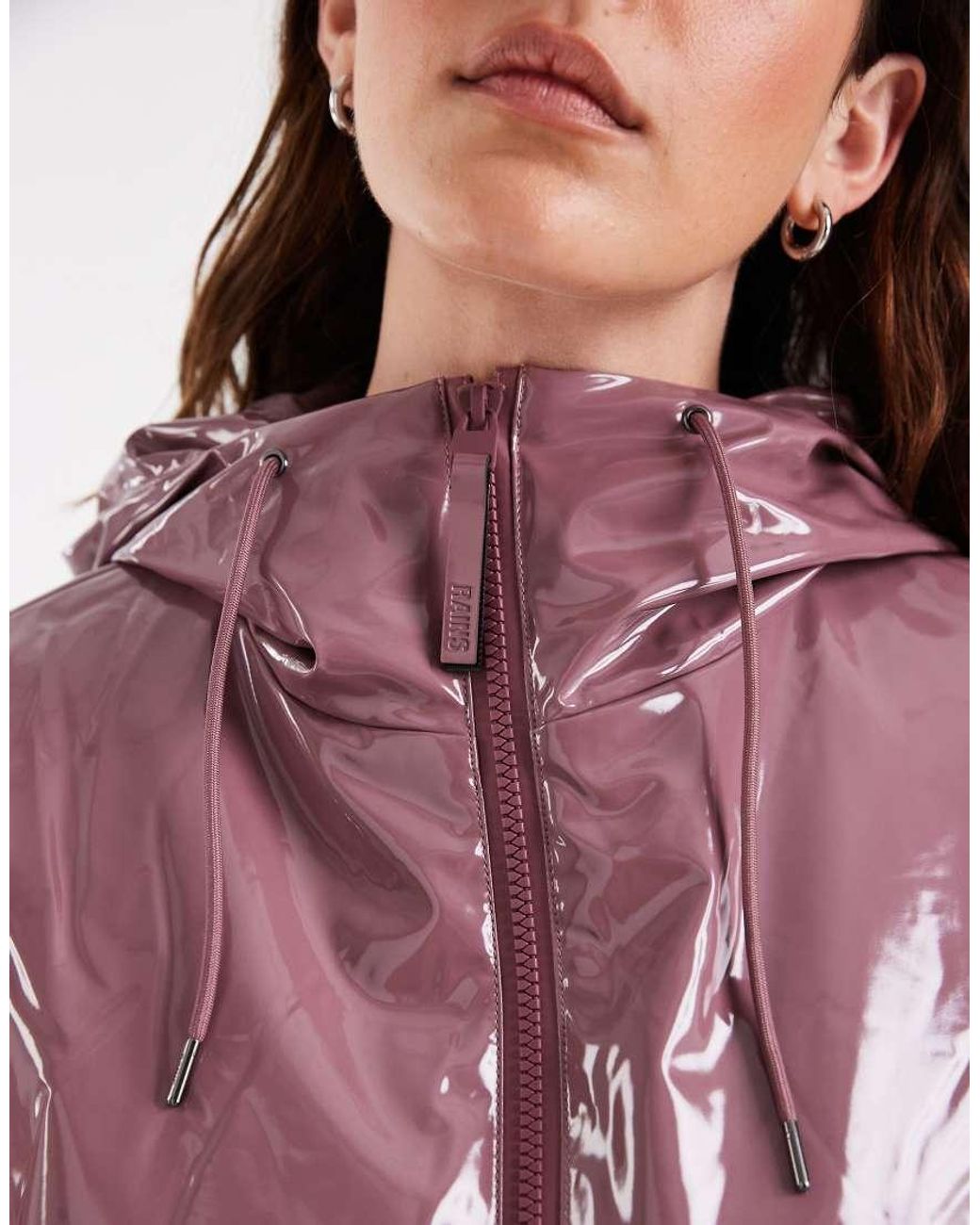 Rains Purple 15780 Lohja Waterproof Insulated Hooded Short Jacket