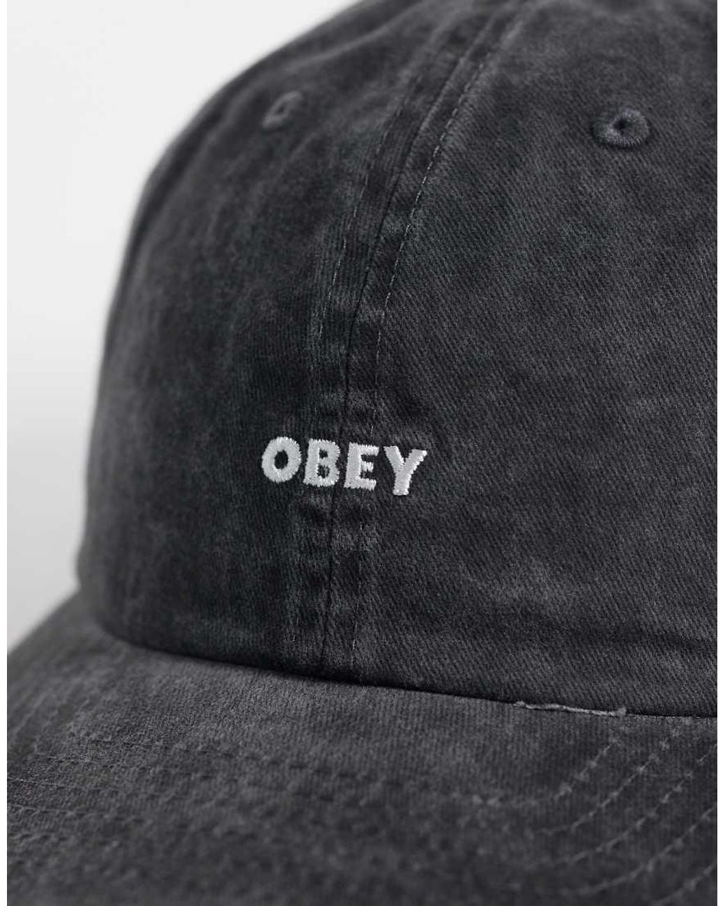 Obey Gray Pigment Logo 6 Panel Strapback Cap for men