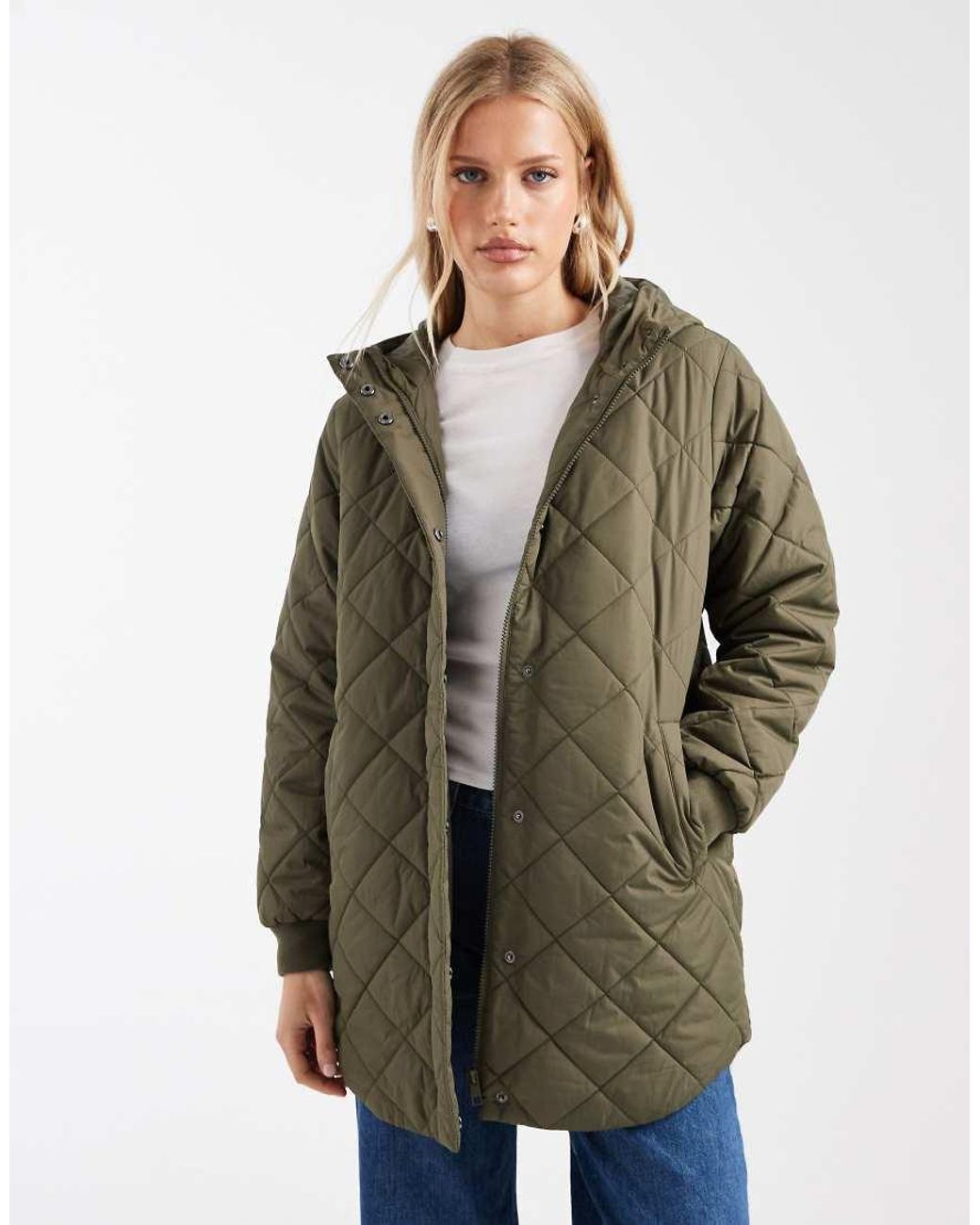 ONLY Blue Quilted Hooded Longline Coat