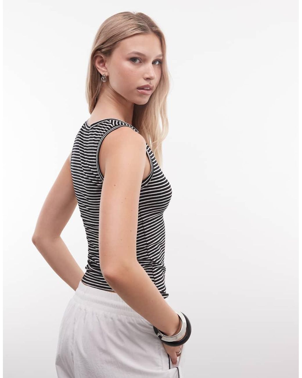 Weekday Gray Tank Top With V Neck Notch Detail