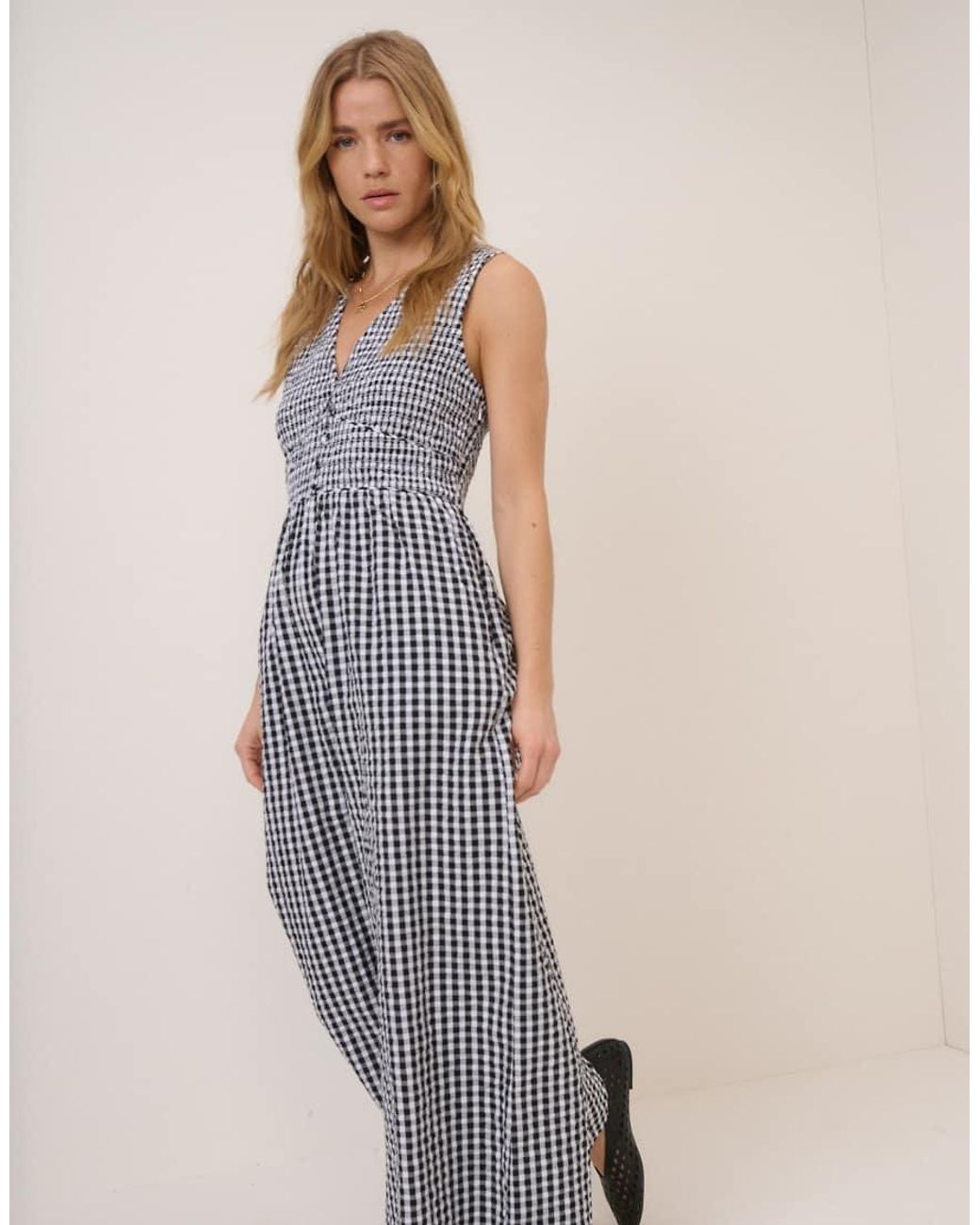 Nobody's Child Black Carmen Sleeveless V-neck Cotton Jumpsuit