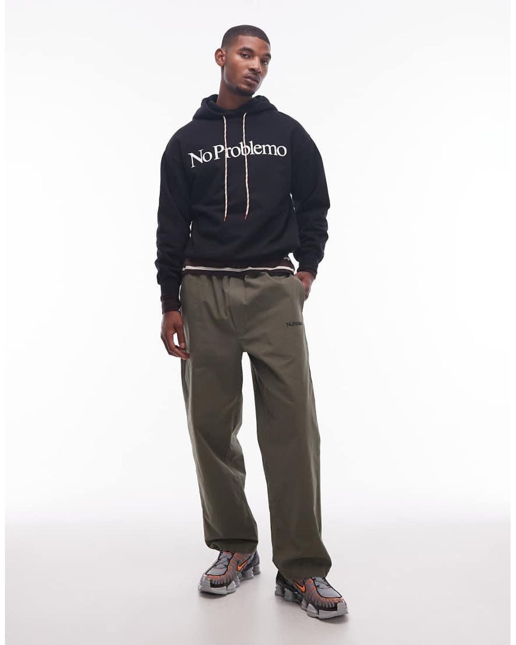 No Problemo Blue Logo Cotton Hoodie With Contrast Drawstrings for men