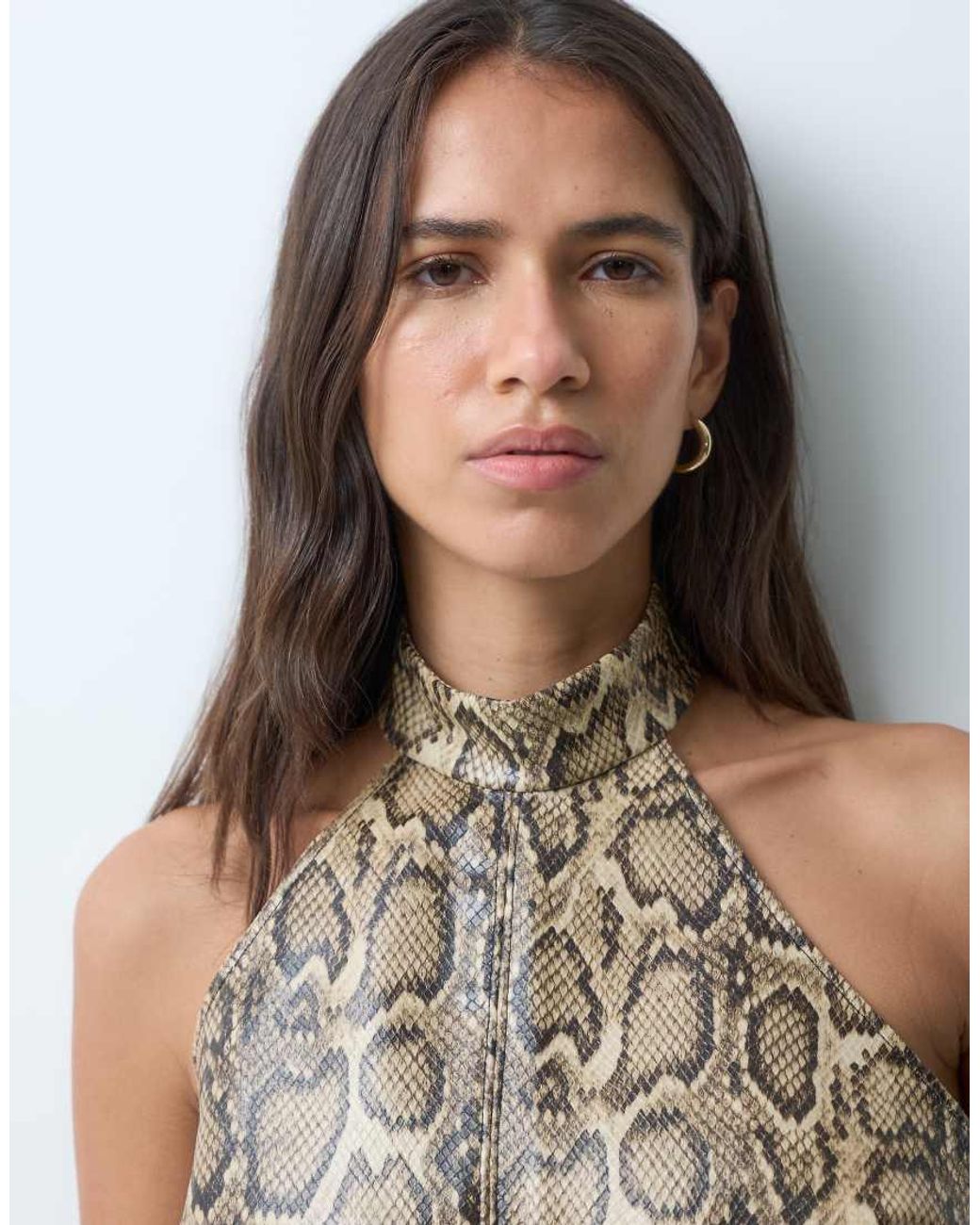 ASOS Natural Tailored Faux Leather Halter Neck
