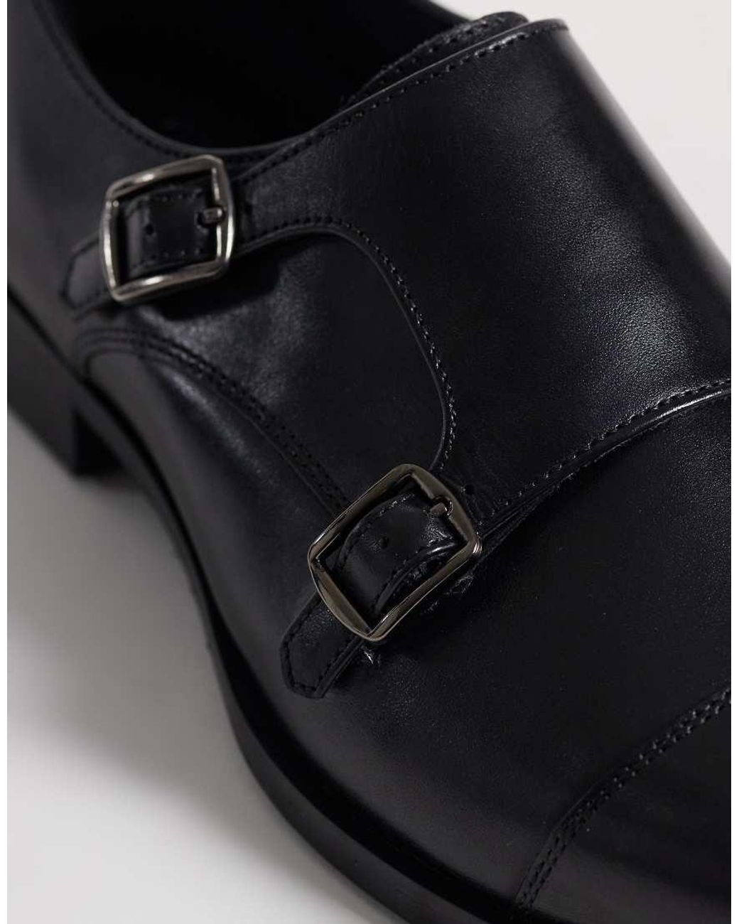 ASOS Black Monk Shoes With Buckled Straps for men