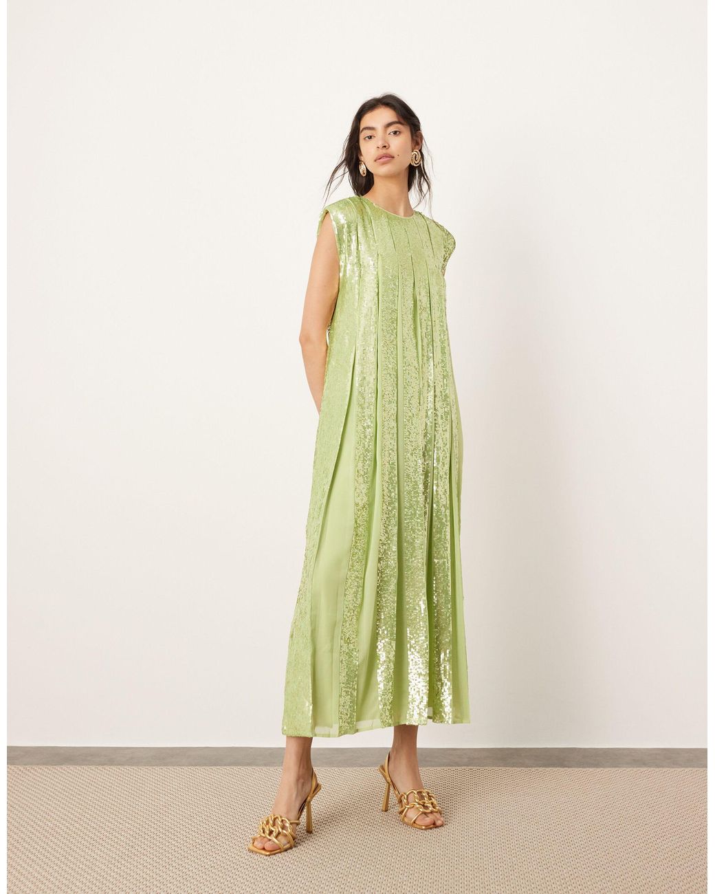 asos green sequin dress ASOS - Plunge Maxi Dress - Women - Polyester/Spandex - 16 US