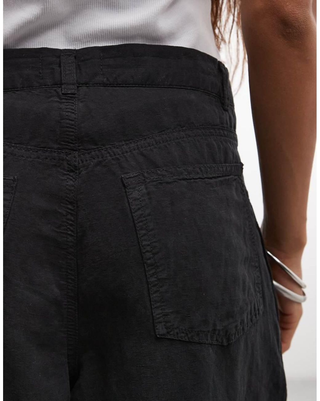 AllSaints Black Phi Linen-look Pleated Pants
