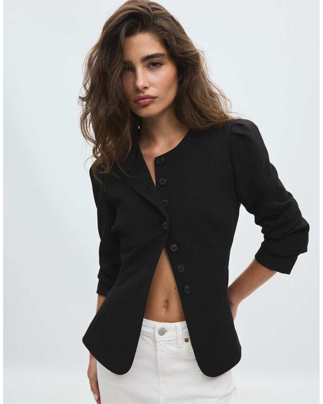 Stradivarius White Peplum Blazer