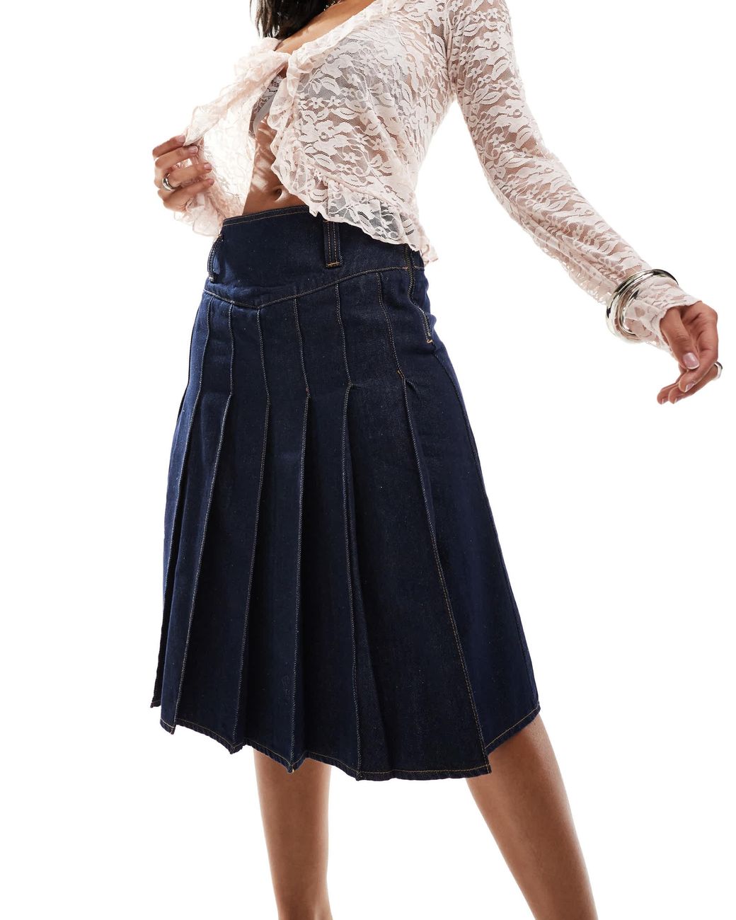 Jupe Plissée First Avenue Laine Bleue – Taille 20 – Longueur Genou