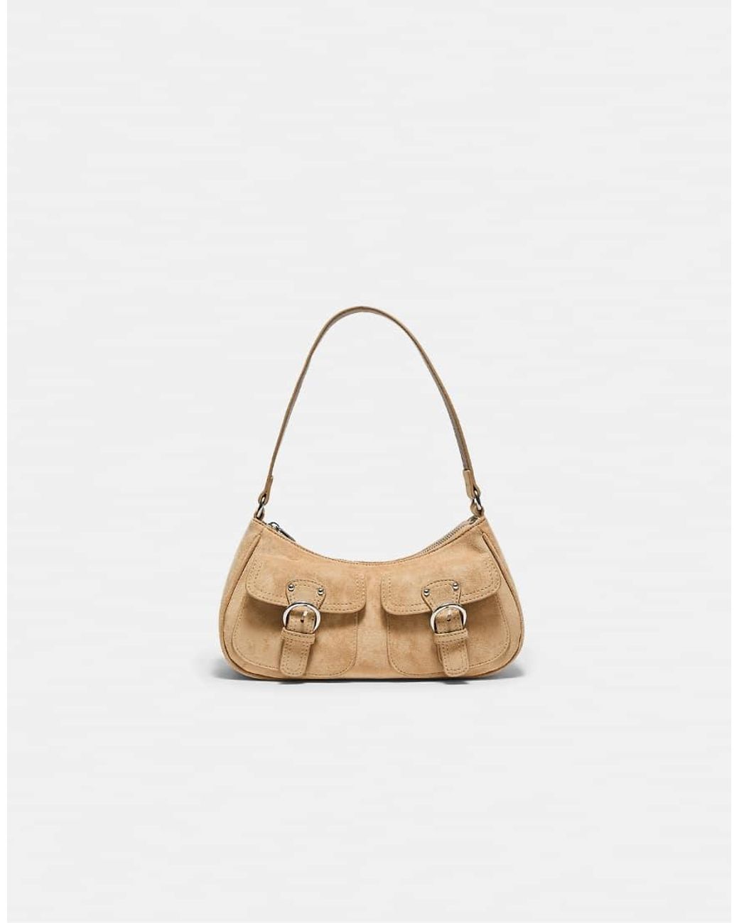 Stradivarius White Shoulder Bag With Pockets