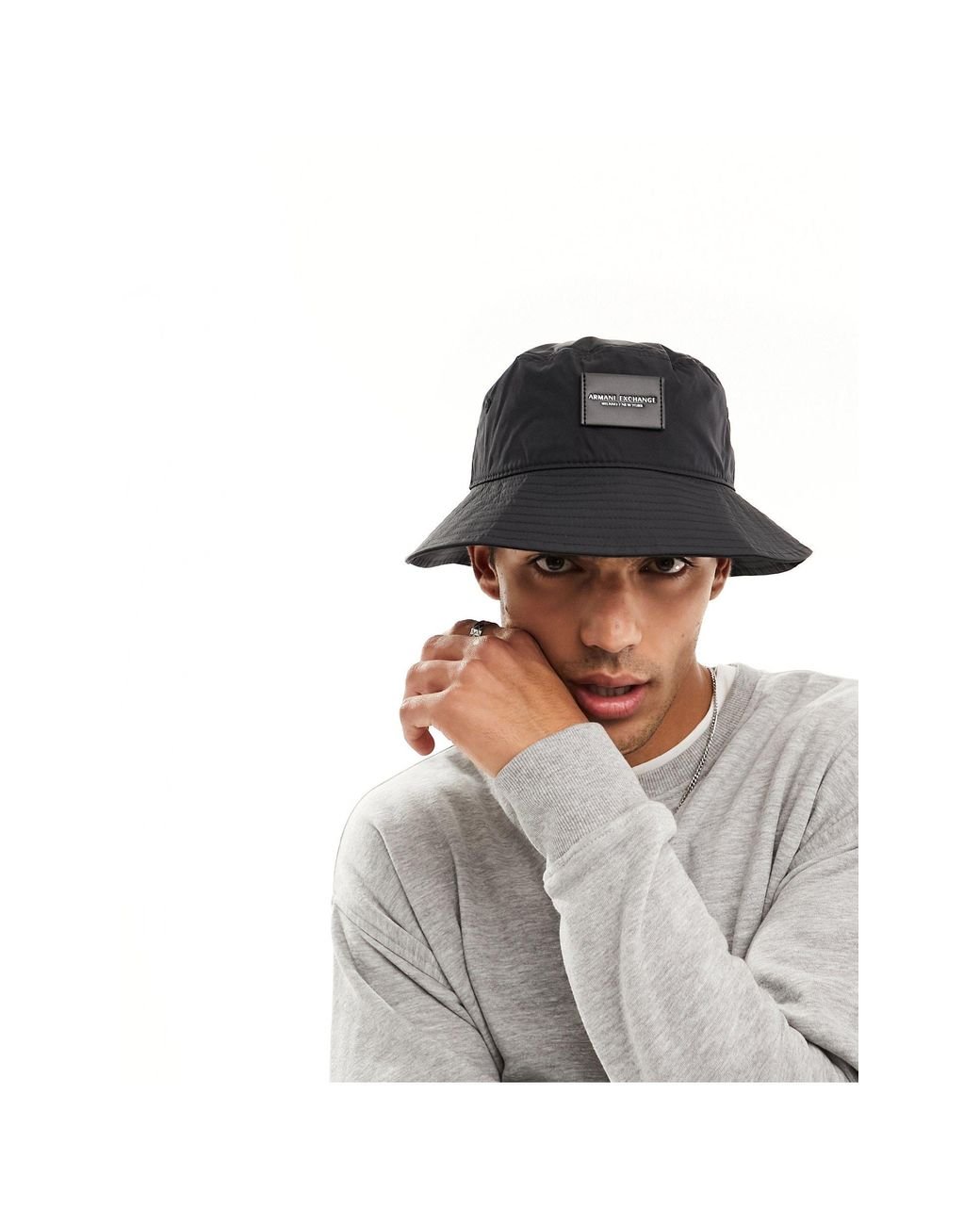 Armani Exchange Logo Bucket Hat in White for Men Lyst UK