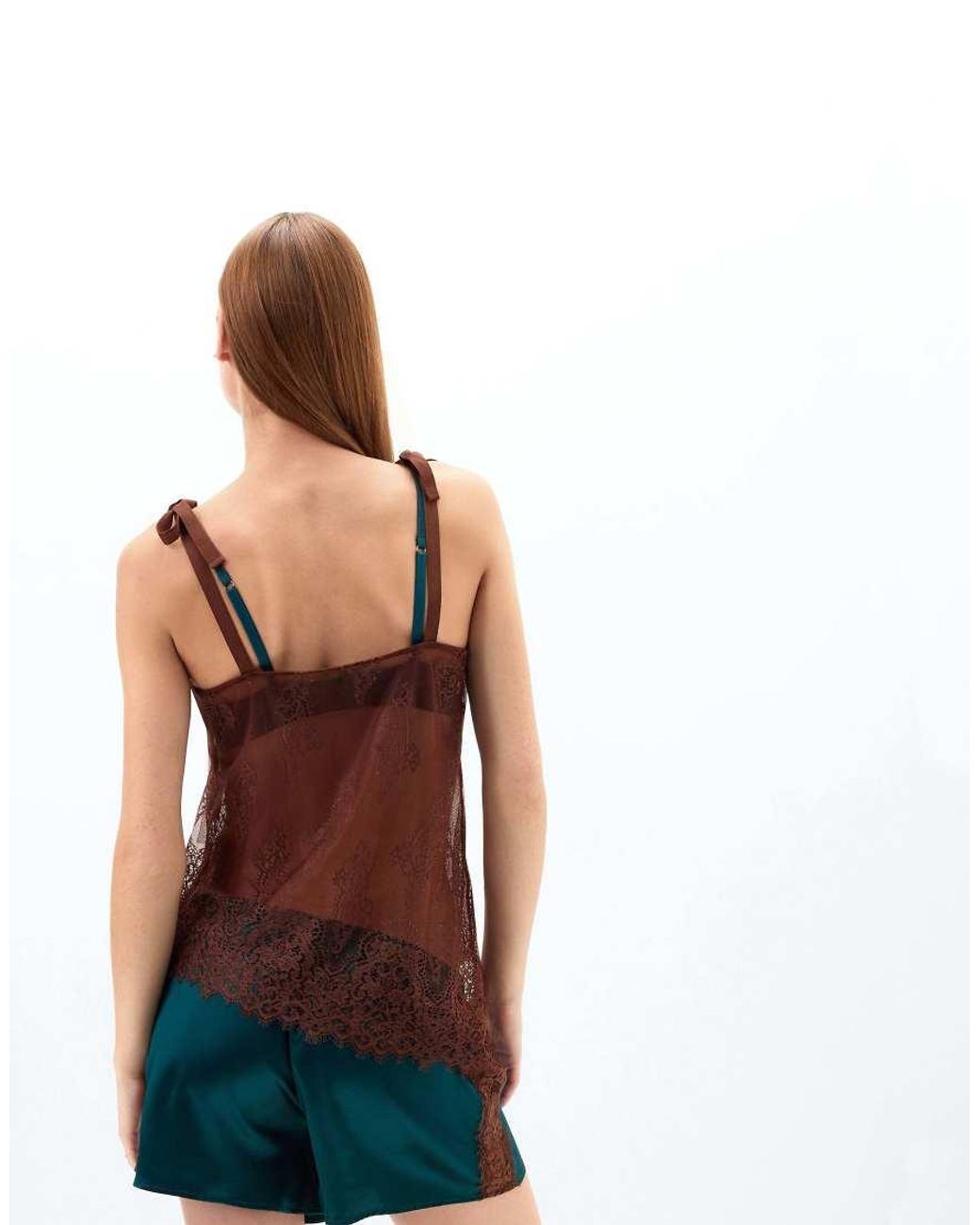 Intimissimi Brown Lace Perfection Asymmetrical Top
