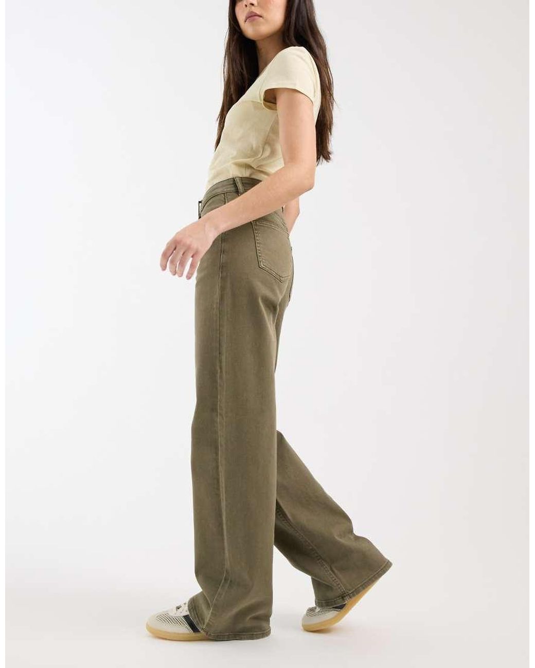 Pieces Natural Mid Waist Wide Leg Jeans