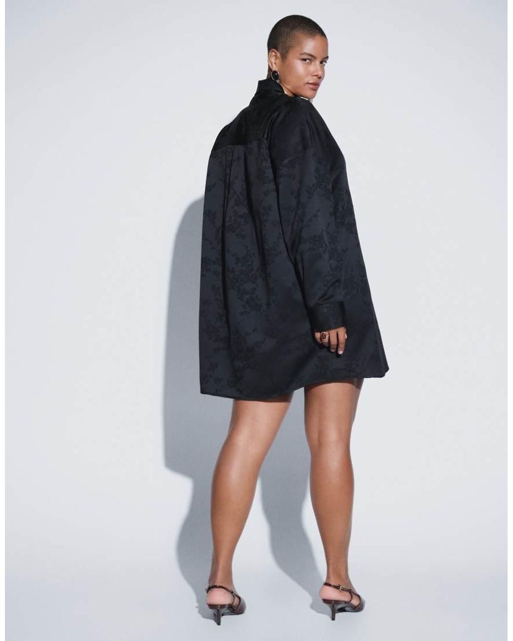 ASOS Blue Asos Design Curve Jacquard Mini Dress With Neck Tie