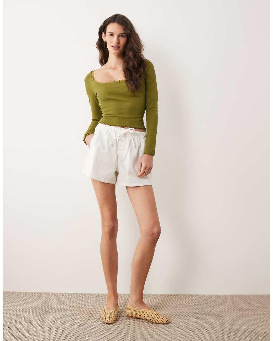 Miss Selfridge Blue Ribbed Square Neck Top