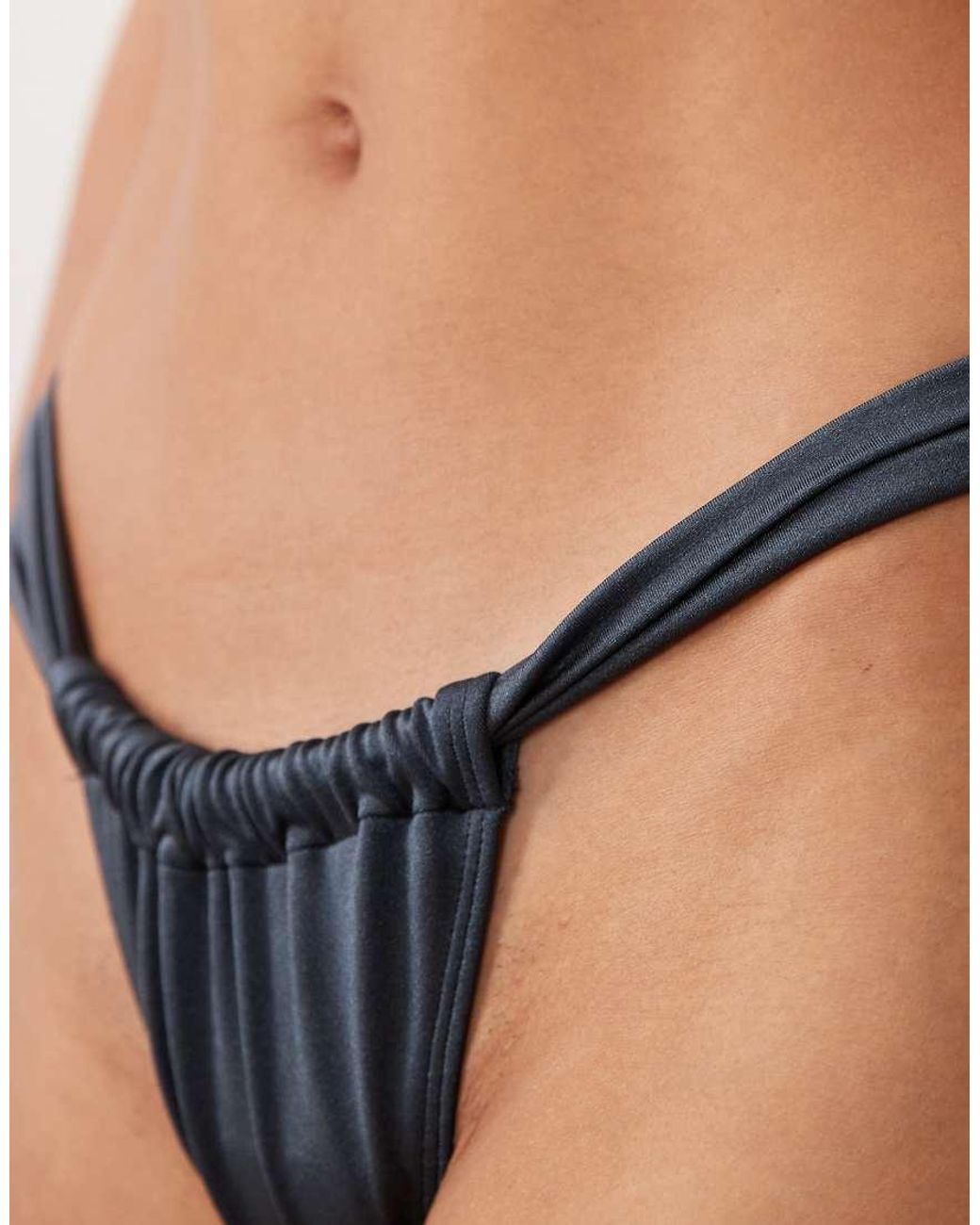 ASOS Brown Maya Ruched Side Tanga Bikini Bottom