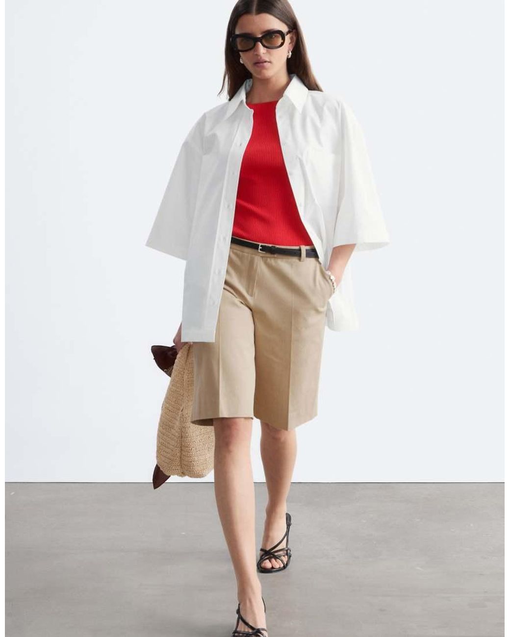 & Other Stories Cotton Blend Tailored Bermuda Shorts