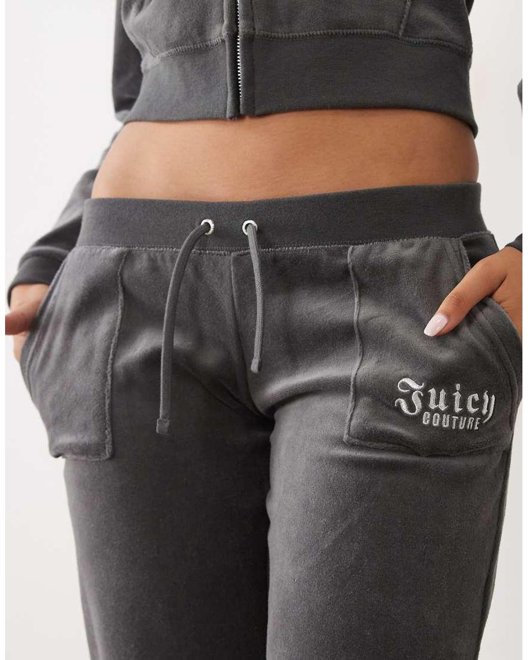 Juicy Couture Black Caisa Regal Logo Rebelle Ultra Low Rise Velour jogger
