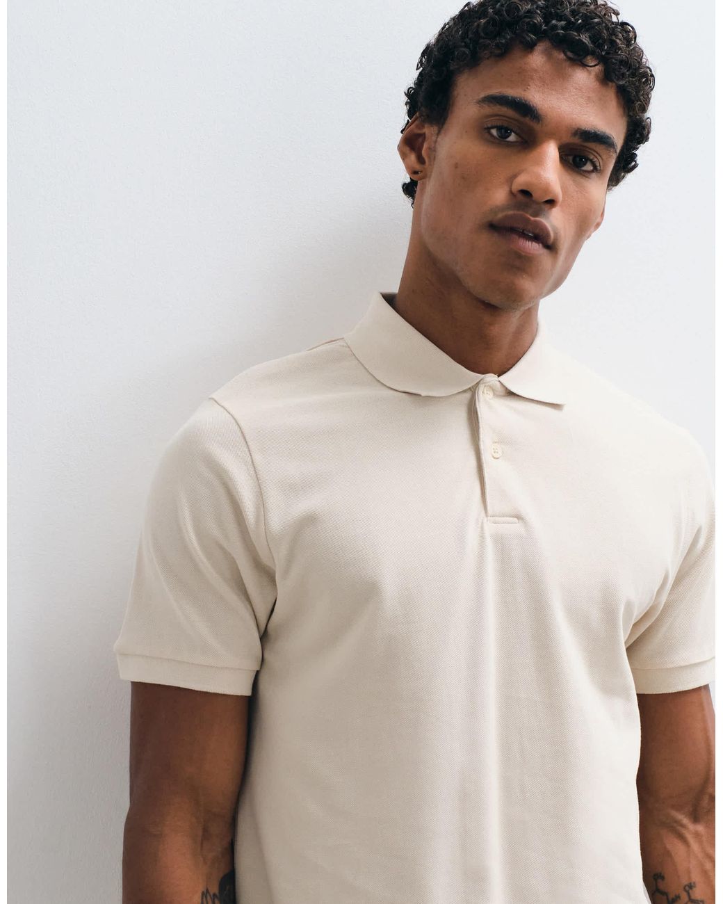 ASOS – basic-polohemd aus pikee in Natural für Herren