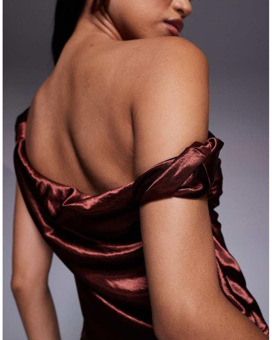 ASOS Brown One Shoulder High Shine Top