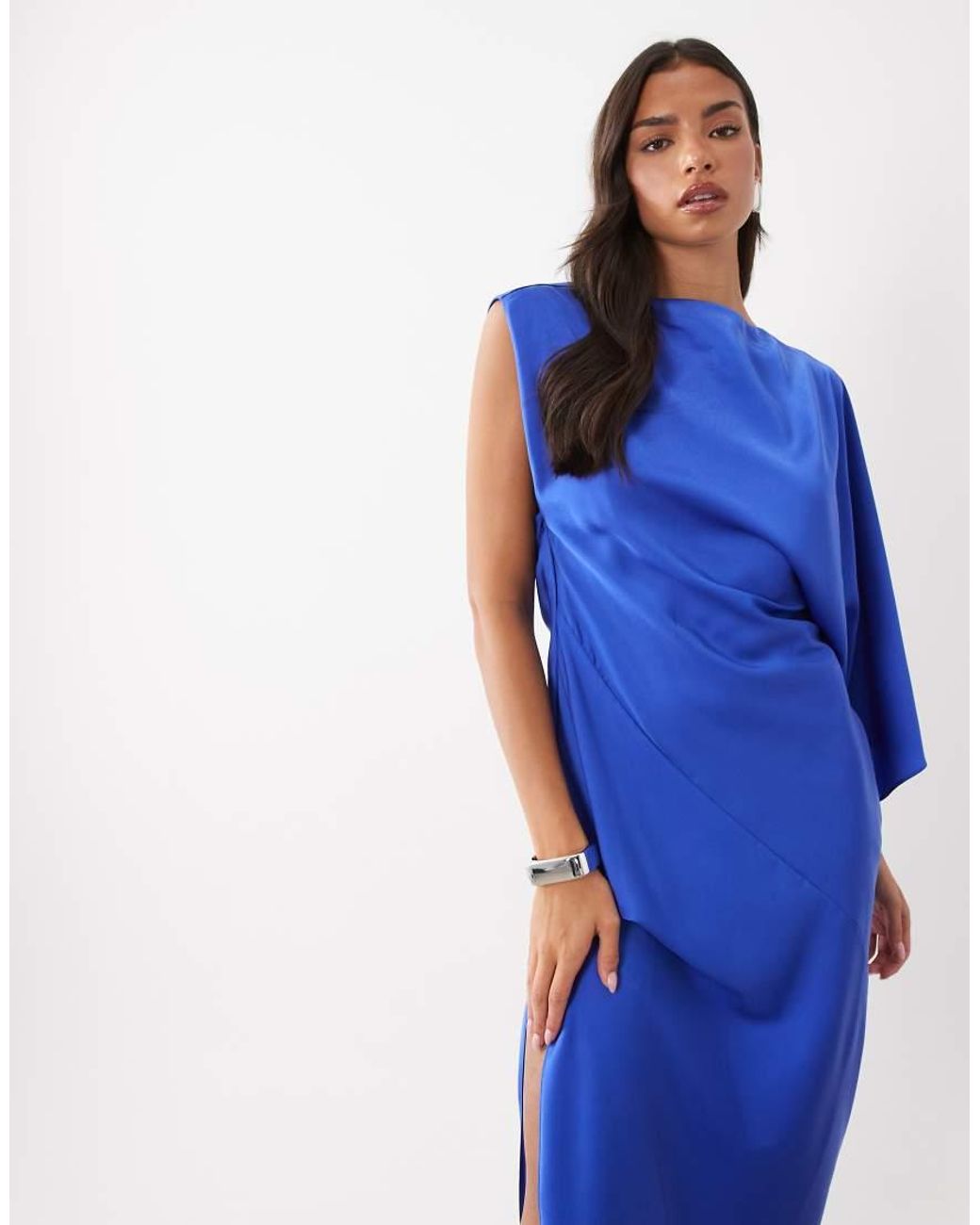 ASOS Blue One Shoulder Maxi With Open Back