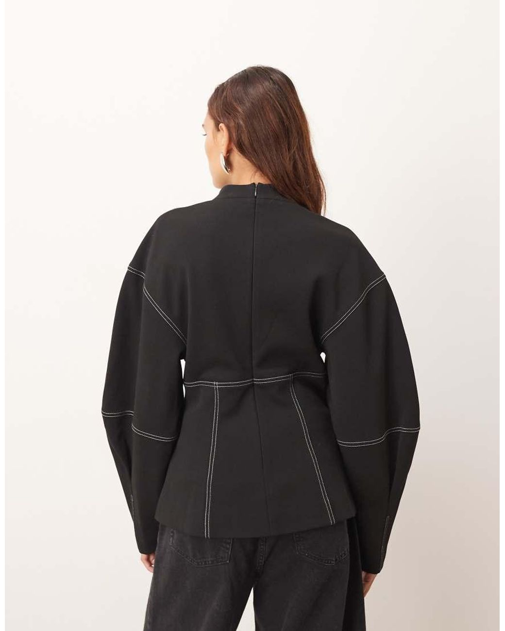 ARRANGE Black Sculpted Top With Contrast Stitch