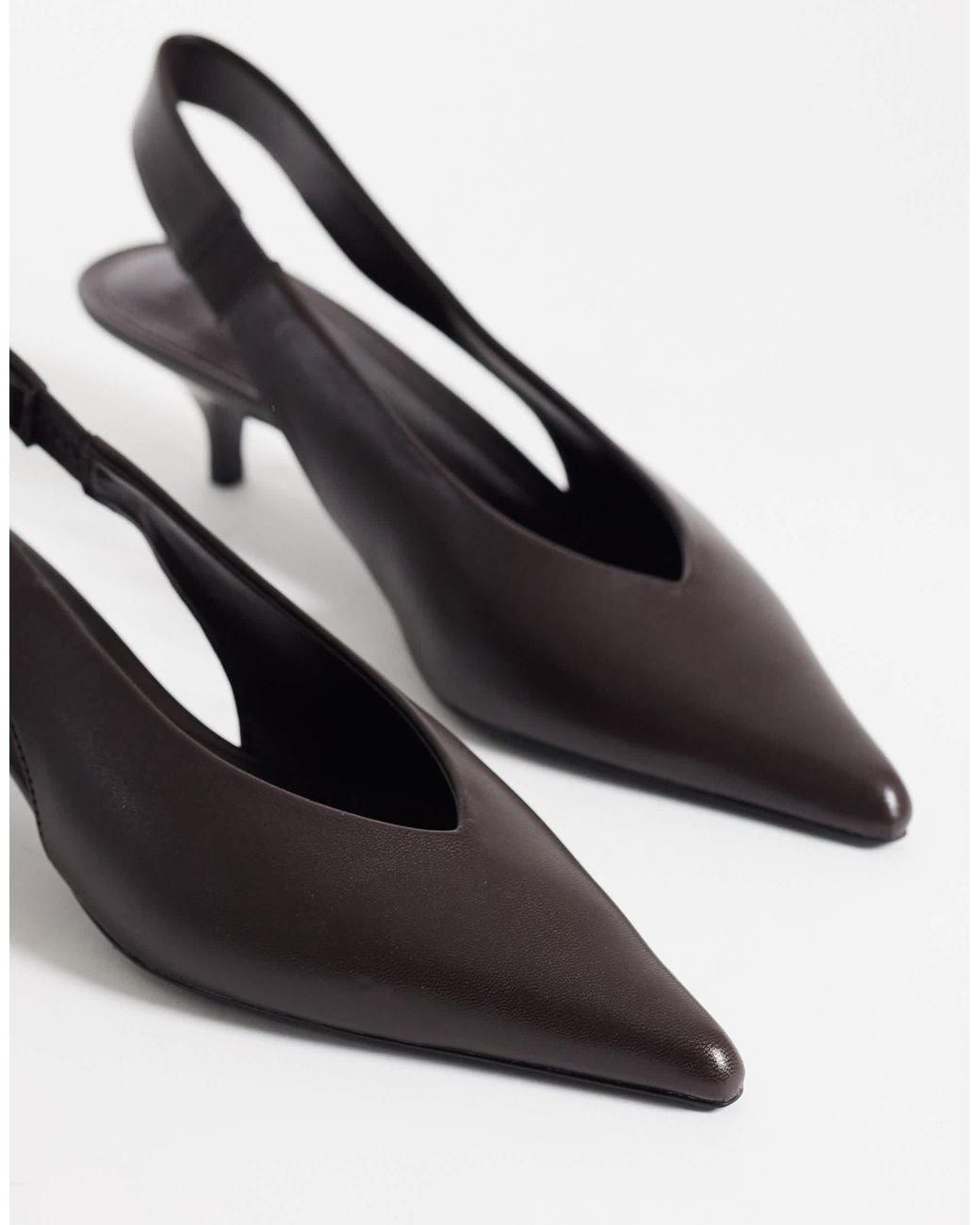 Mango White Slingback Pointed Heeled Shoe
