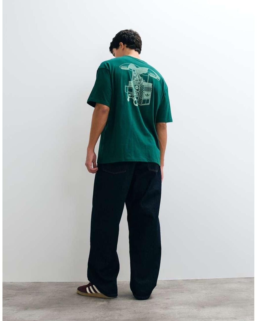 Adidas Originals Green Food Cart Graphic T-shirt for men