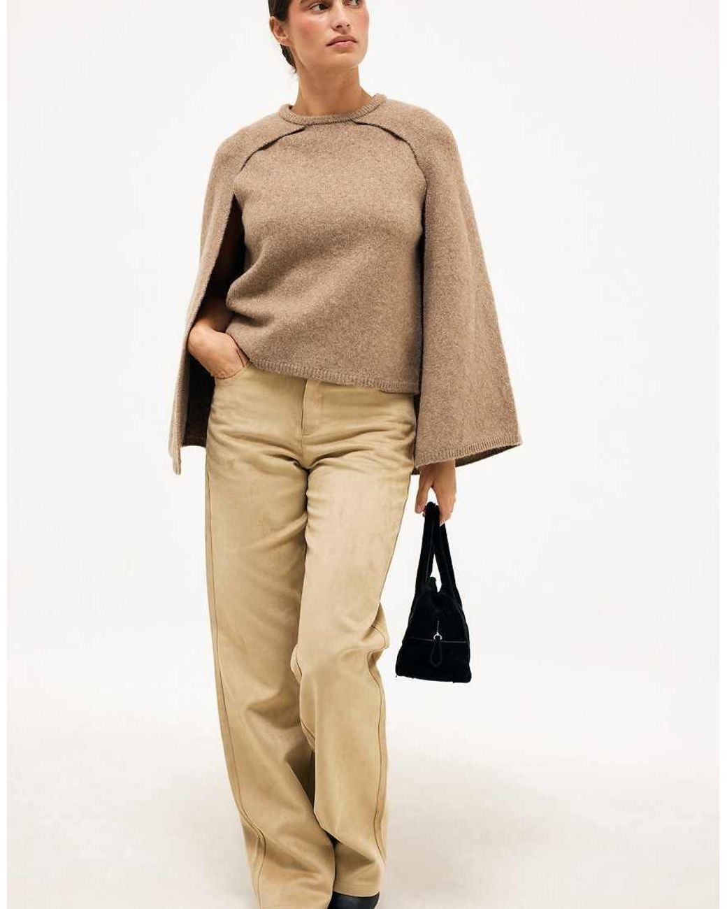 NA-KD Brown Knitted Cape Sweater