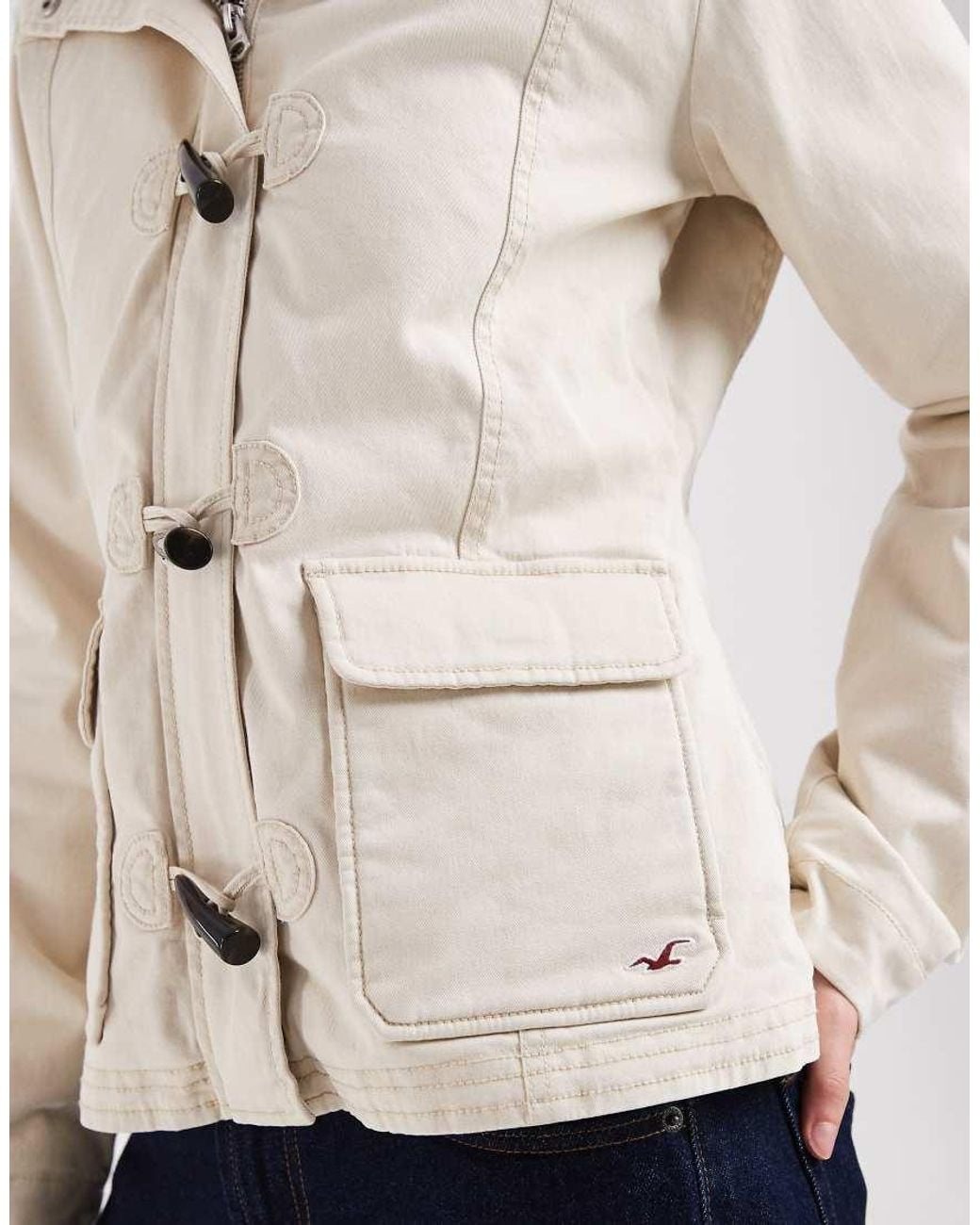 Hollister Natural Longline toggle Detail Parka With Hood