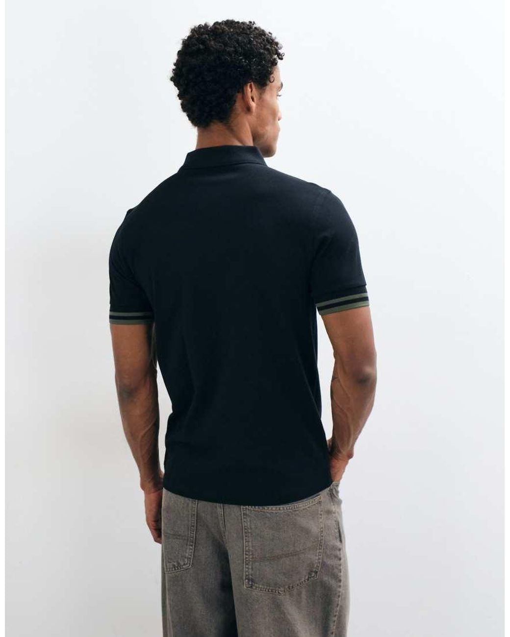 Fred Perry Blue Bold Tipped Zip Polo Shirt for men