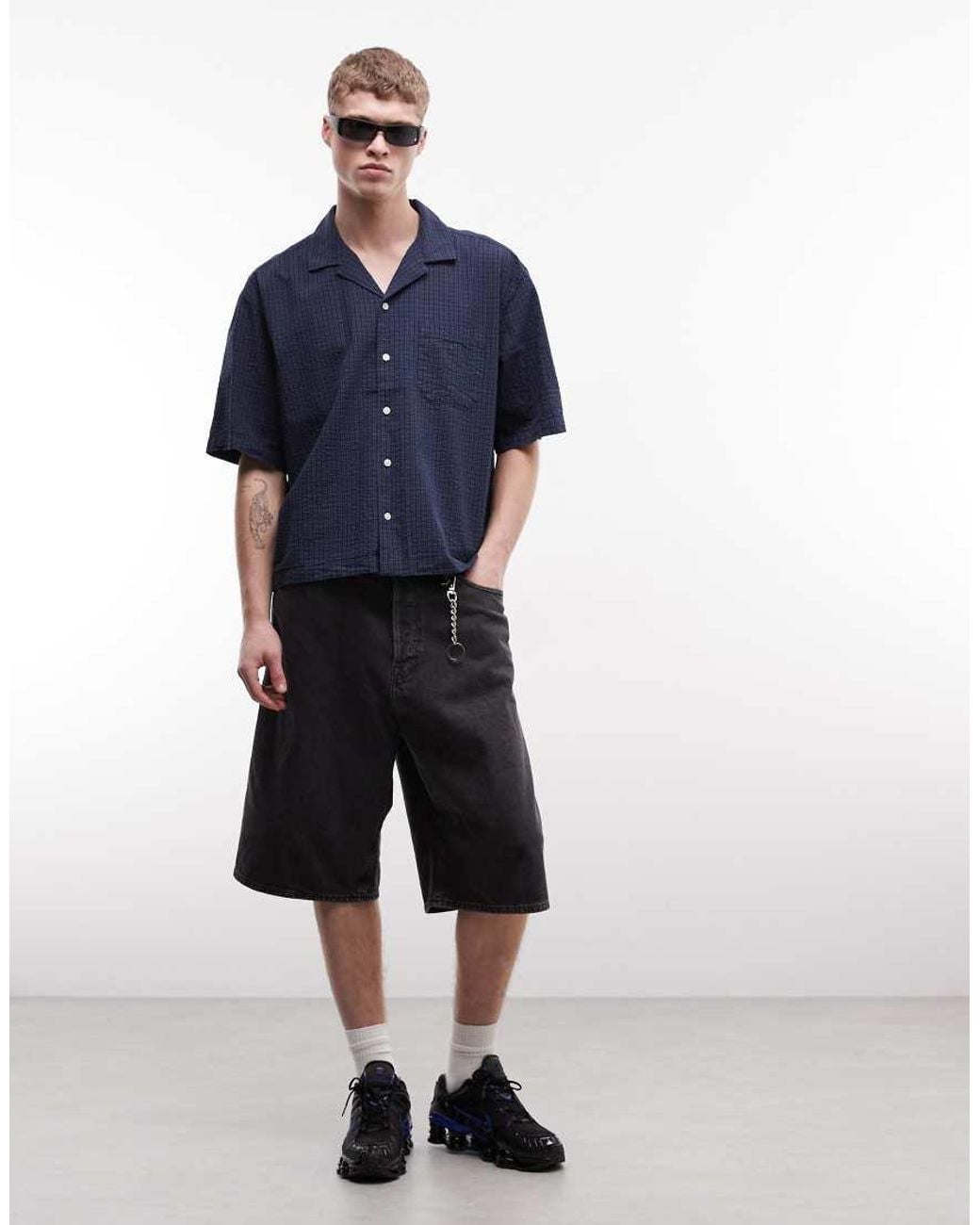 Weekday Blue Oversized Short Sleeve Shirt for men