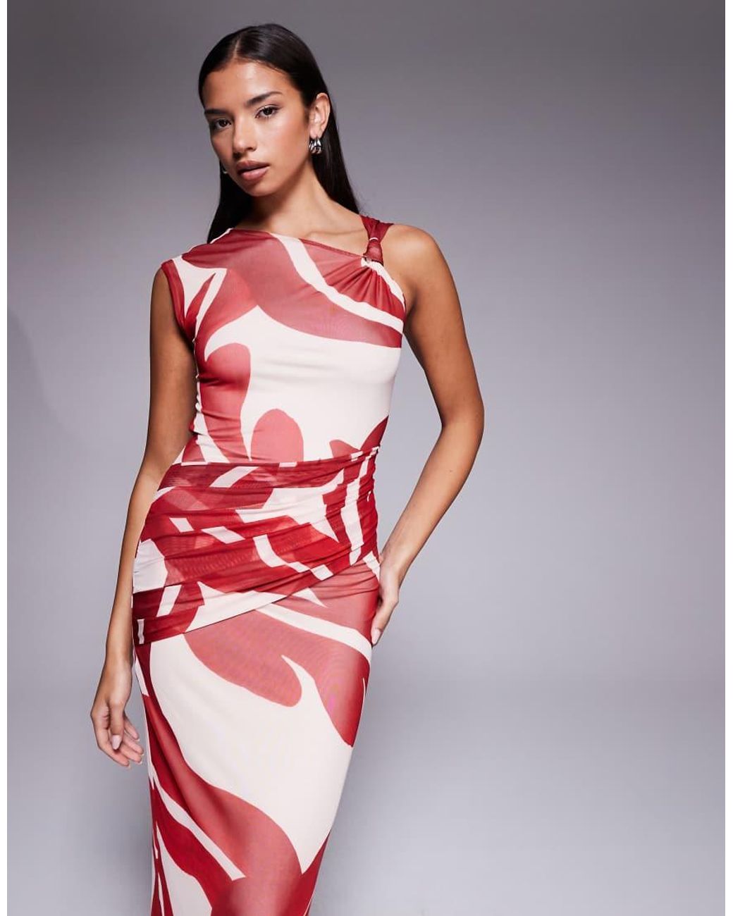 Forever New Red Mesh Knot Front Maxi Dress