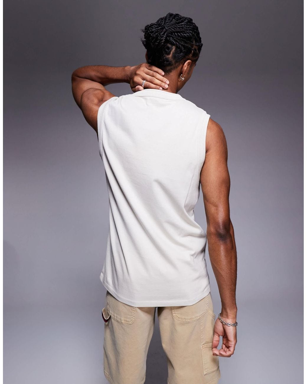 ASOS Gray Crew Neck Tank for men